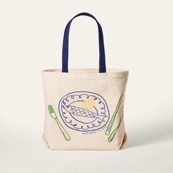 Kate Spade New York xTarget Fish Embroidered Canvas Tote Bag Fun Fashion - Picture 1 of 8